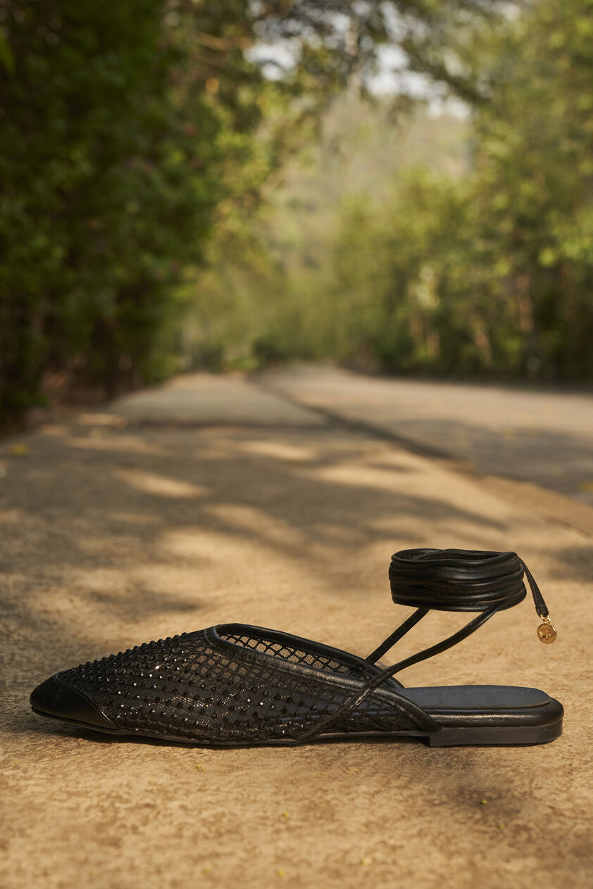 Siofra Ankle-Tie Mules - Black, Black, image 3